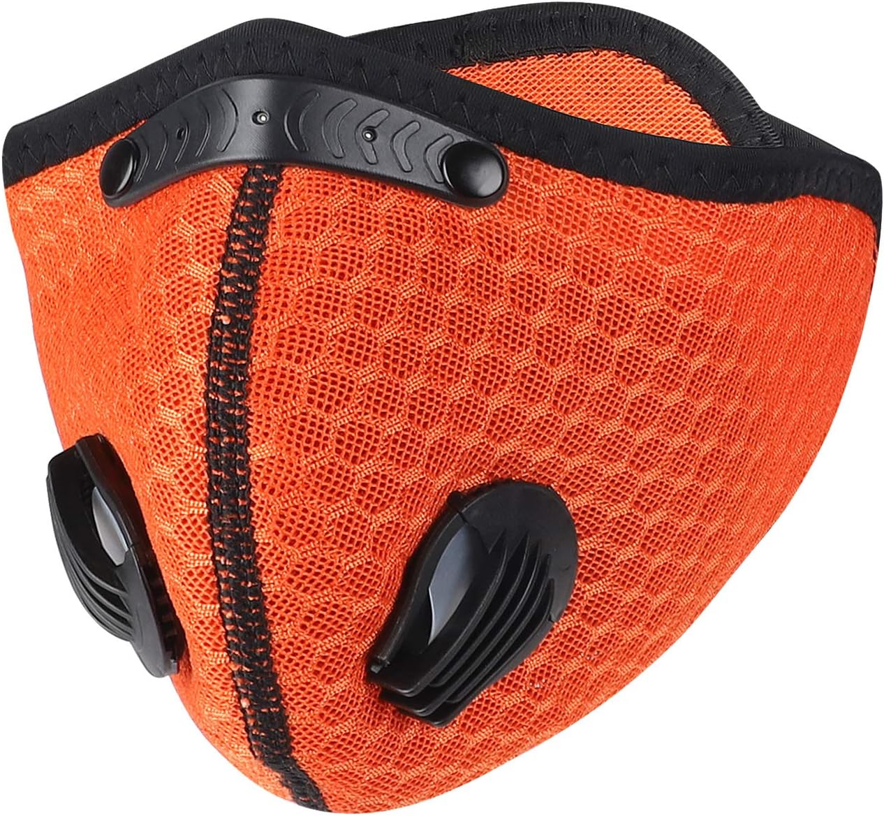 West Biking Mesh Dust/Pollution Mask for Air Filtration, Sport Mask with Exhalation Valves Filters, Activated Carbon N99 PM2.5 Filters Air Purifier (Orange-1)