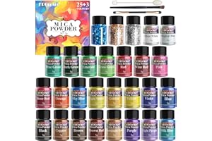 Mica Powder - 28 Colors Mica Powder for Epoxy Resin, ERCorArt Pearlescent Pigment Powder for Soap Making, Candle Making, Bath Bomb, Lip Gloss, Eye Shadow, Nail Polish, DIY Crafts Supplies - 0.18oz