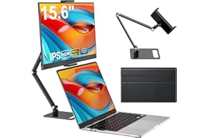 ZSCMALLS Portable Monitor, 15.6" FHD 1080P IPS Laptop Screen Extender with Adjustable Stand, USB-C HDMI Portable Screen, Port