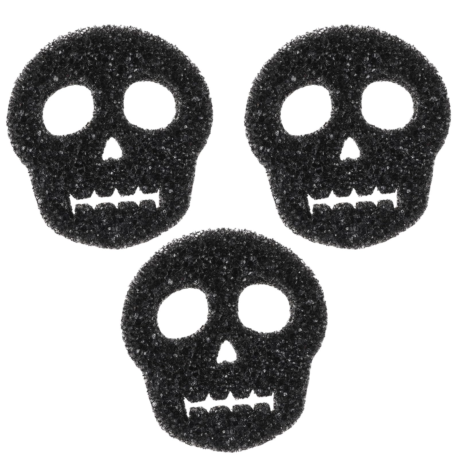 Photo 1 of FillTouch 3 Pcs Dual Sided Scrub Sponge Multi Functional Cute Temperature Sensitive Non Scratch Dish Sponge for Washing Dishes Kitchen Bathroom(Skull,Black)