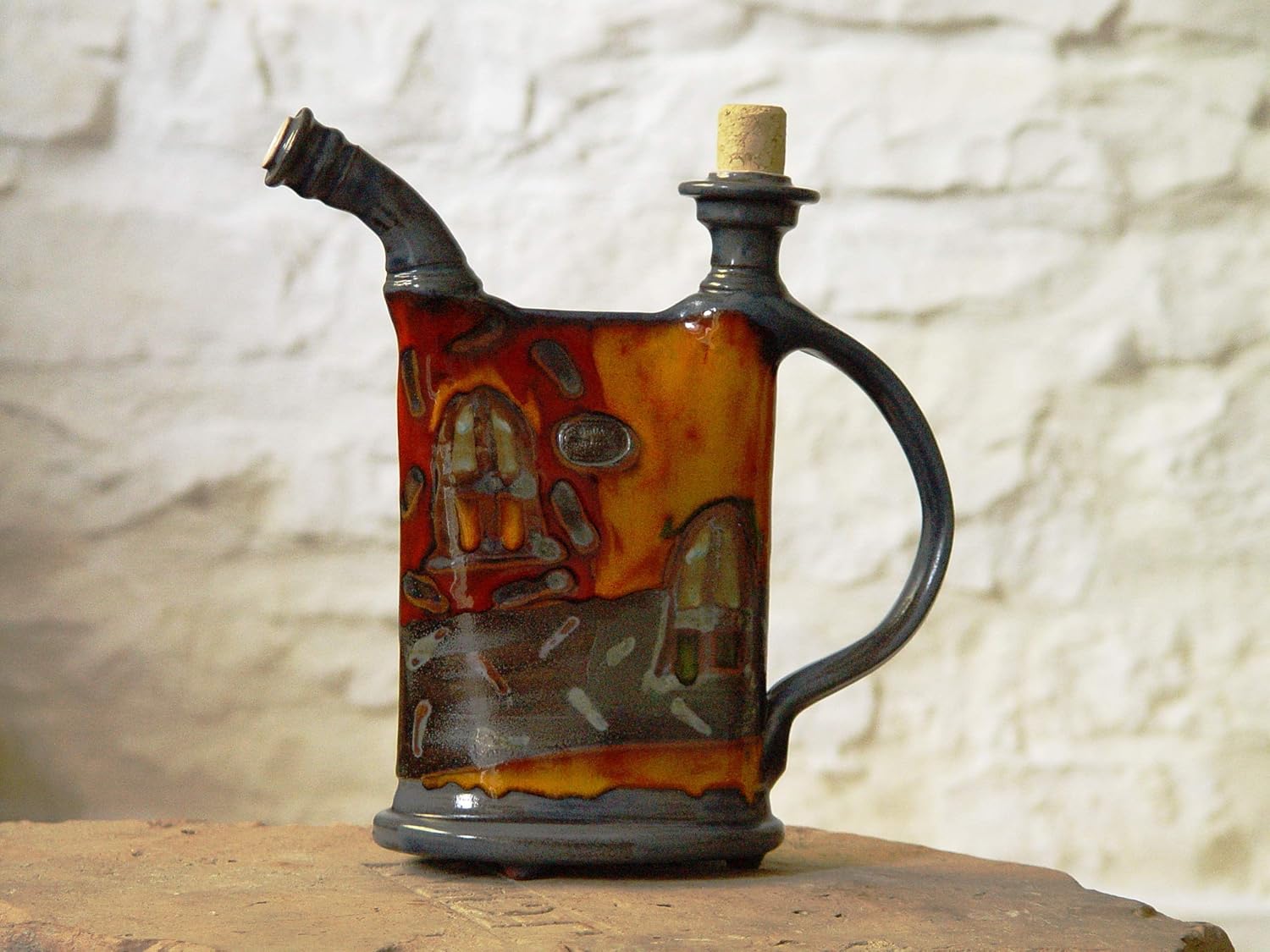 Pottery Jug, Earthen Pitcher with Hand Painted Decoration