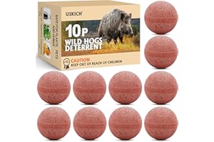 USKICH 10 Pack Wild Hog Scram All Natural Wild Pigs, Feral Hogs and Javelina Repellent for Farm, Garden, Yard, Lawn, Backyard, Trees.
