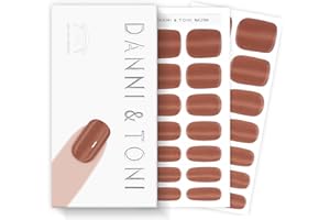 DANNI & TONI Semi Cured Gel Nail Strips Copper Brown Cat Eye Gel Nail Wraps Gift for Woman |Cocoa Glint