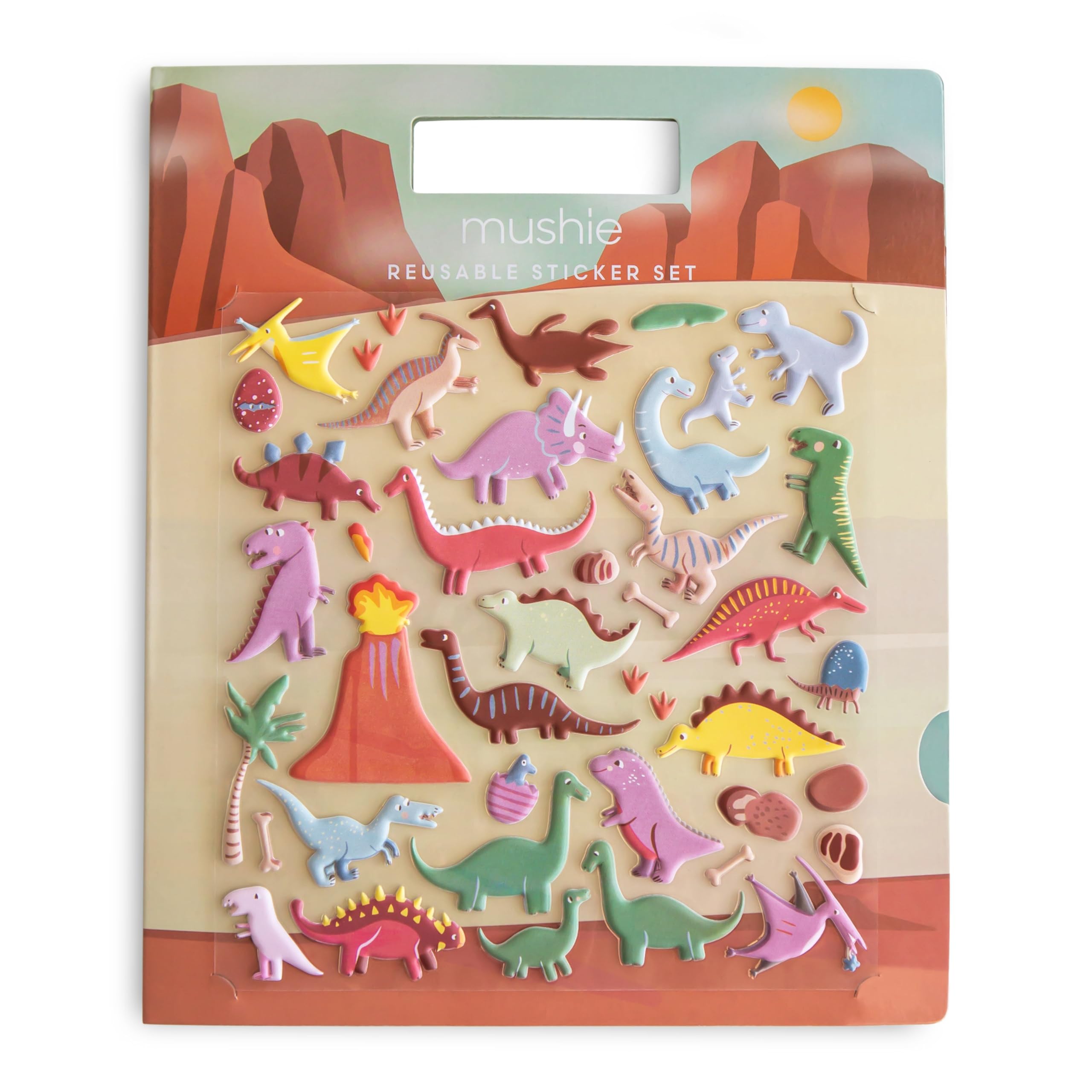 Mushie Reusable Sticker Book Set (Dino) | Removable Puffy Stickers | Arts & Crafts Activity for Kids — image 1