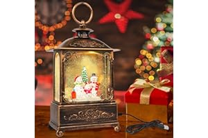 KOLEWO4EVER 10.8'' Lighted Snowman Music Snow Globe Christmas Snow Globes Water Lantern with Swirling Glitter Decoration for Christmas Home Battery Operated or USB Powered (Snowman)