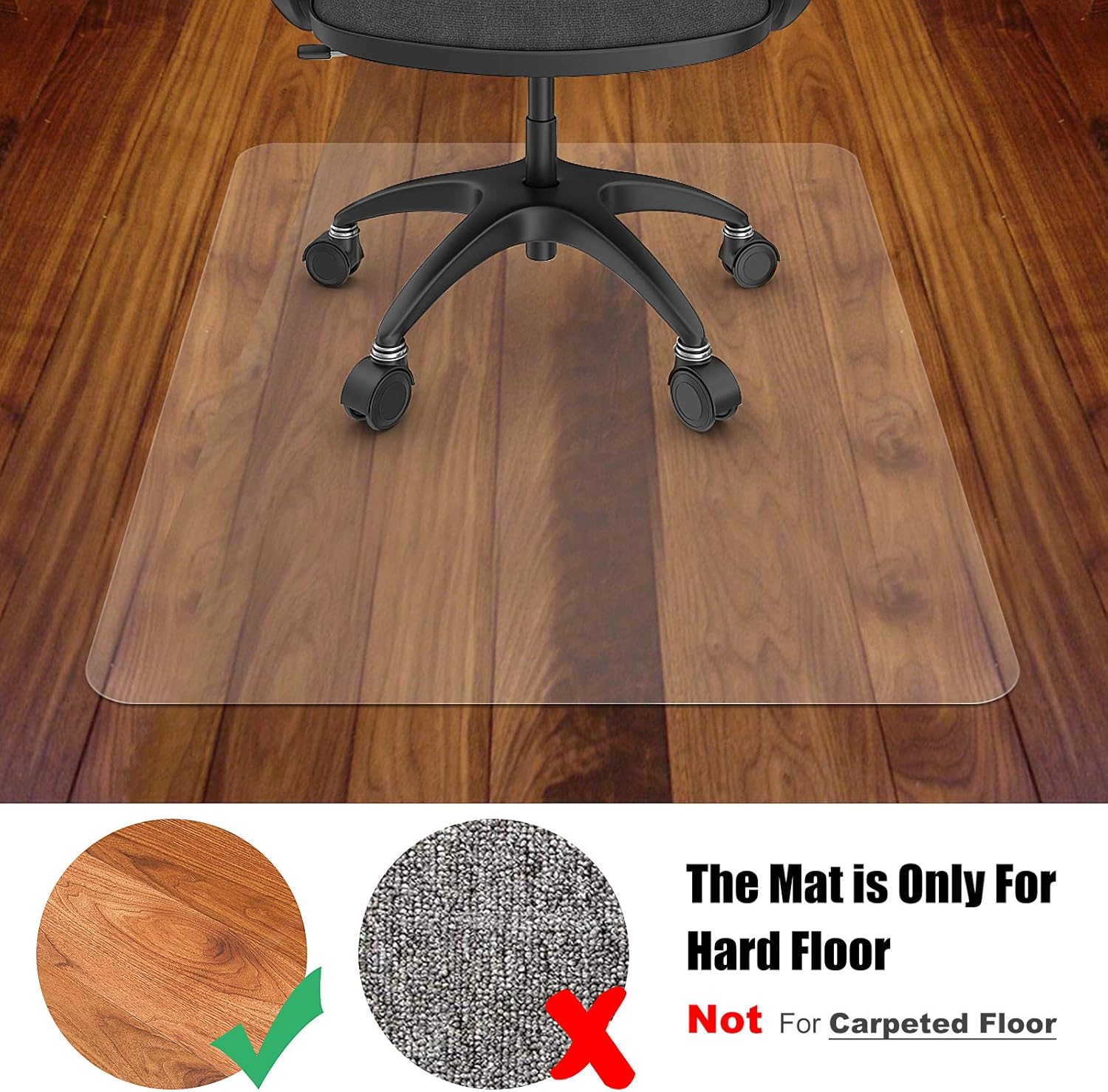Azadx Home Office Chair Mat 30'' x 48'', Transparent Hard Floors Protector Rectangle, Office Chair Mats for Hard Surfaces (30 x 48'' Rectangle): Kitchen & Dining