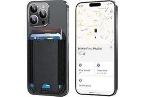 HIWE for MagSafe Wallet, Cell Phone Card Holder Works with Apple Find My, Magnetic Wallet for iPhone 16/15/14/13/12 Series Caseless or with Mag-Safe Case, RFID Slim Accessary for iPhone, Black