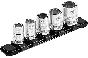 ARES 70238-3/8-Inch Drive Black 6-Inch Socket Organizer - Aluminum Rail Stores up to 5 Sockets and Keeps Your Tool Box Organized