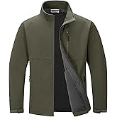 Outdoor Ventures Men's Softshell Jacket Waterproof Fleece Lined Rain Shell Jacket Lightweight Windbreaker for Hiking Travel