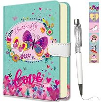 Journal Intime Avec Stylo – 19x13,5 Cm – 192 Pages Lignées – Couverture Rigide – Fermeture Magnétique – Cadeau Fille Enfant