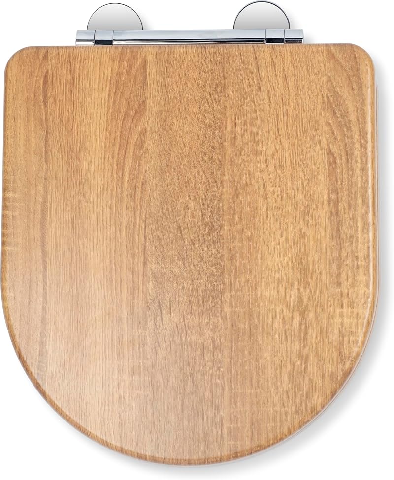 Croydex Levico Flexi-Fix D Shape Toilet Seat Soft Close Teak
