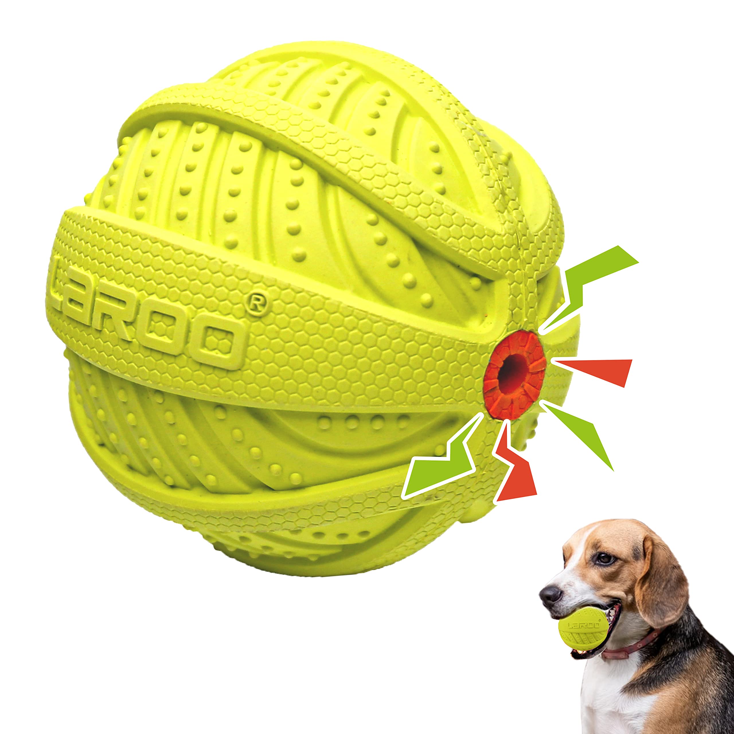 LaRoo Squeaky Dog Ball Toy, Durable Natural Rubber Squeaker Ball Chew Toy for Floating Throwing Training Teeth Cleaning Pet Small Medium Large Dogs… — image 1