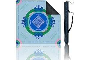 OIIKAIN Mahjong Mat with Tech Velvet for Mah Jong Table, Noise Reduction,Anti Slip, and Crease-Free, Soft Touch, Game Rule, with Carrying Bag: 32.4 Inch Game Mat for Poker, Board, Tile, and Dominoes (L-Blue)