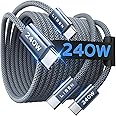 LISEN USB C Cable 240W - [6.6ft 2Pack] Nylon Braided Type C Cable Fast Charge PD3.1 USBC Fast Charging Data Cord for iPhone 1
