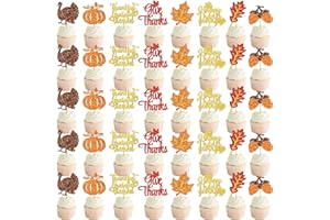TTDQ 40pcs Thanksgiivng Cupcake Toppers Thanksgiving Cupcake Decorations Friendsgiving Turkey Cupcake Toppers Thanksgiving Birthday Decorations