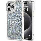 Lafunda for iPhone 15 Pro Case Glitter, Luxury Shiny Bling Sparkly Bumper Cover with Crystal Diamonds for Women Girls Soft TPU Slim Shockproof Protective Phone Case for iPhone 15 Pro 6.1", Sliver