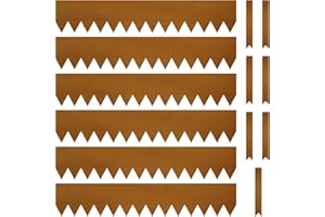 KOL 8" x 40" Pre-Rusted Corten Steel Garden Edging Border 6-Pack, 20ft Total Length 14-Gauge (2mm) Heavy Duty Metal Landscape
