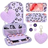 DLseego Love Leopard Carrying Case for Switch Lite 2019 Accessories Set, Portable Carrying Case with 1 Hard PC Case & 8 Slots