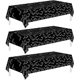 Childom 3 Pack Halloween Tablecloth Rectangle Table,Halloween Decorations | 54" x 108" Disposable Plastic Tablecloths,Plastic Table Cover for Halloween Party Decorations,Halloween Party Supplies Favors