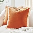 MONDAY MOOSE Velvet Pillow Covers Set Of 2 – 18x18 Inch, Double-Sided Brown/Beige & Caramel, Decorative Cushion Covers (Inserts Not Included)