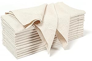 Ramanta Home Natural Coth Dinner Napkin Set of 12, Premium Cotton 18X18 Inch Linen Flax Soft & Durable Washable Ideal for Eve