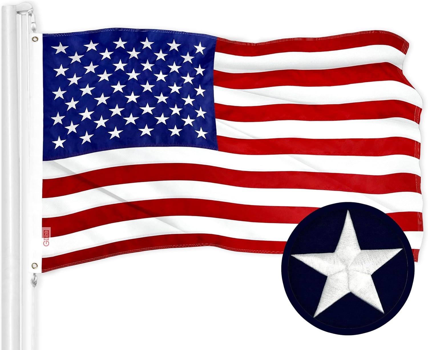 Flags - G128 American USA Flag | 4x6 Ft | ToughWeave Series Embroidered 210D Polyester | Country Flag, Embroidered Stars, Sewn Stripes, Indoor/Outdoor, Vibrant Colors, Brass Grommets