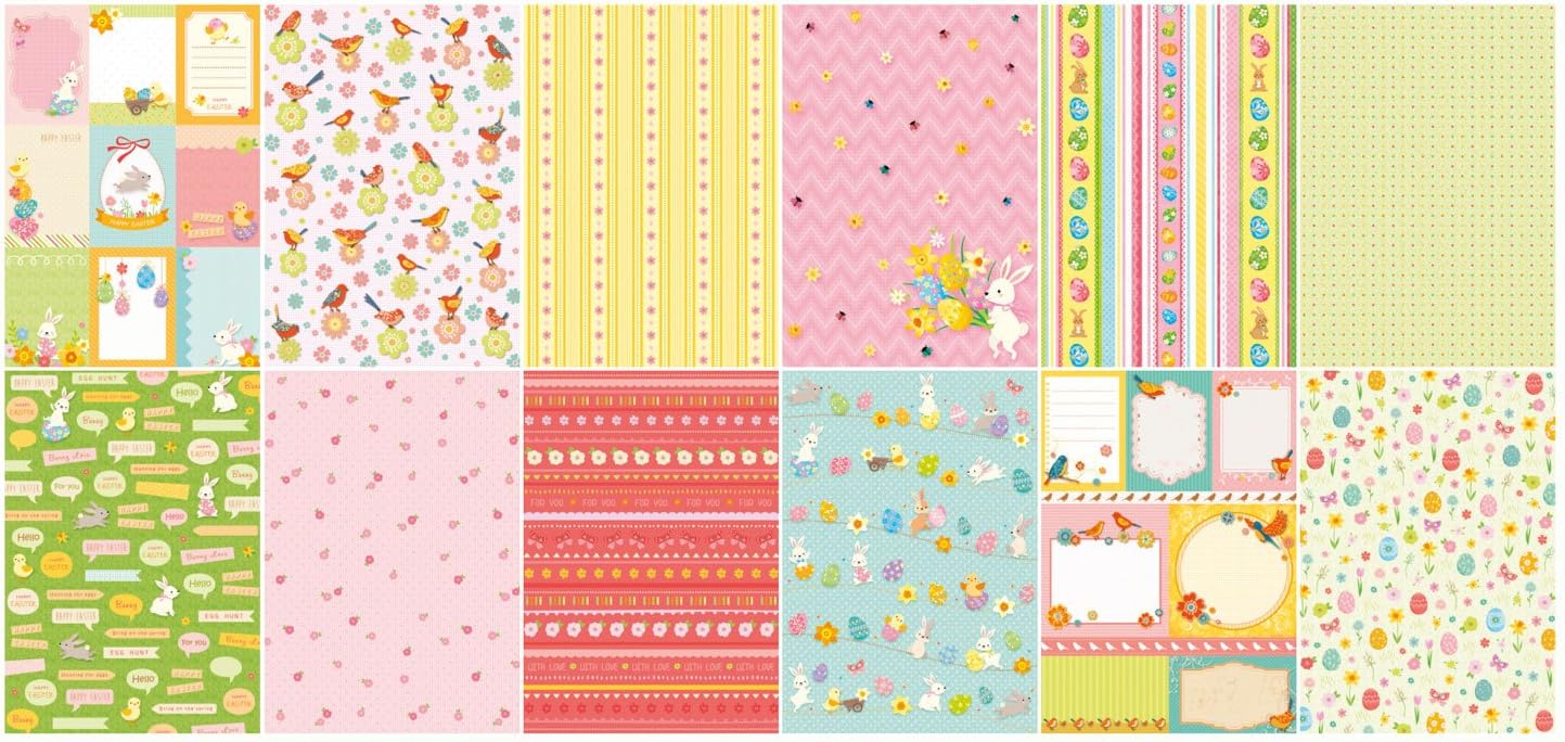 folia 11749 Design Paper Pad Spring/Easter DIN A4 165 g/m² 12 Sheets Illustrated Paper with Glitter Application - Image 3