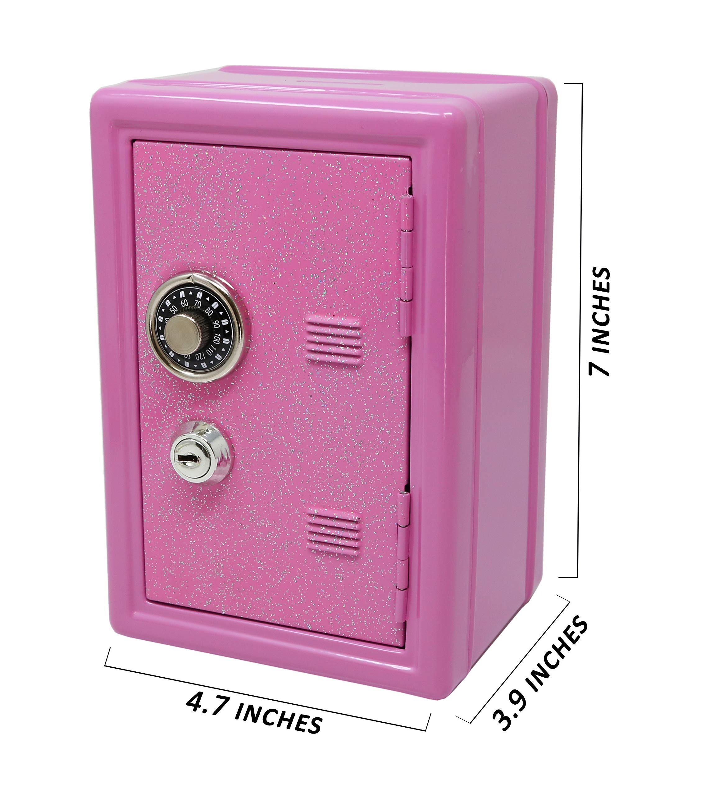 Kids Safe Bank, Made of Metal, with Key and Combination Lock, Pink, Buy Online in UAE. Hi