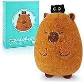 Microwave Heating Pad for Period Cramps, Capybara Black Cat Microwavable Heating Pad for Women and Kid, Plush Stuffed Animals with Lavender Scented, Valentines Heat Pack for Shoulder Neck Pain Relief
