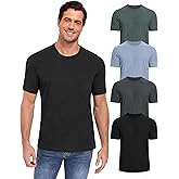 Yshow Mens Classic Tees Short Sleeve Crew Neck T Shirts for Men, Cotton Blend Soft Fitted Basic T-Shirts, 4-Pack
