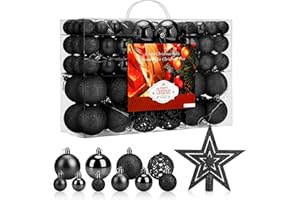Aitsite 100 Pack Christmas Tree Ornaments Set Mini Shatterproof Holiday Ornaments Balls for Christmas Decorations (Black)