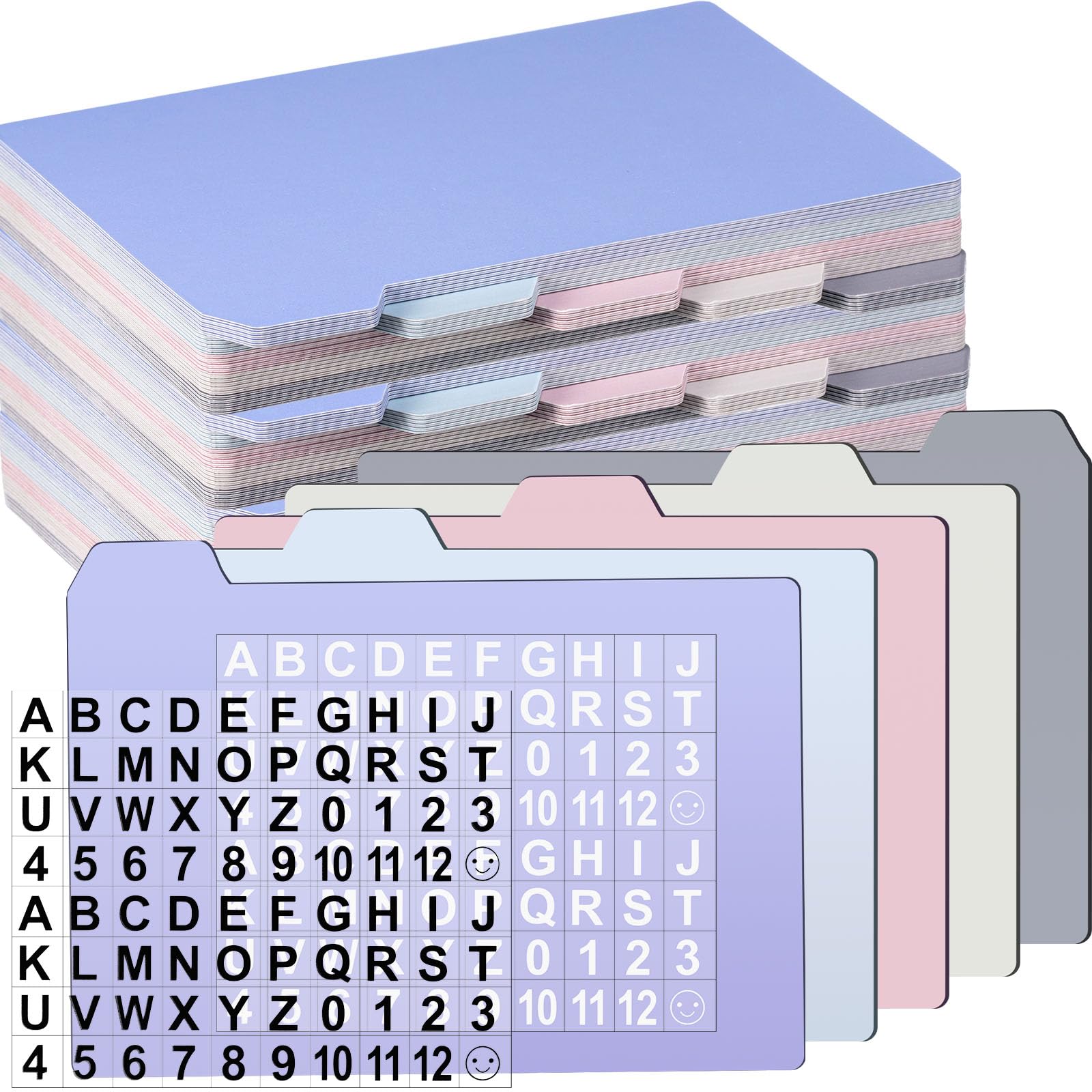 Photo 1 of Harloon 52 Pcs Dry Erase Index Card Guide Set Include 50 Index Card Dividers 2 Number Alphabet Sticker with Tabs Photo Dividers for Office Business Back to School Supplies(4 x 6 Inch,Morandi)