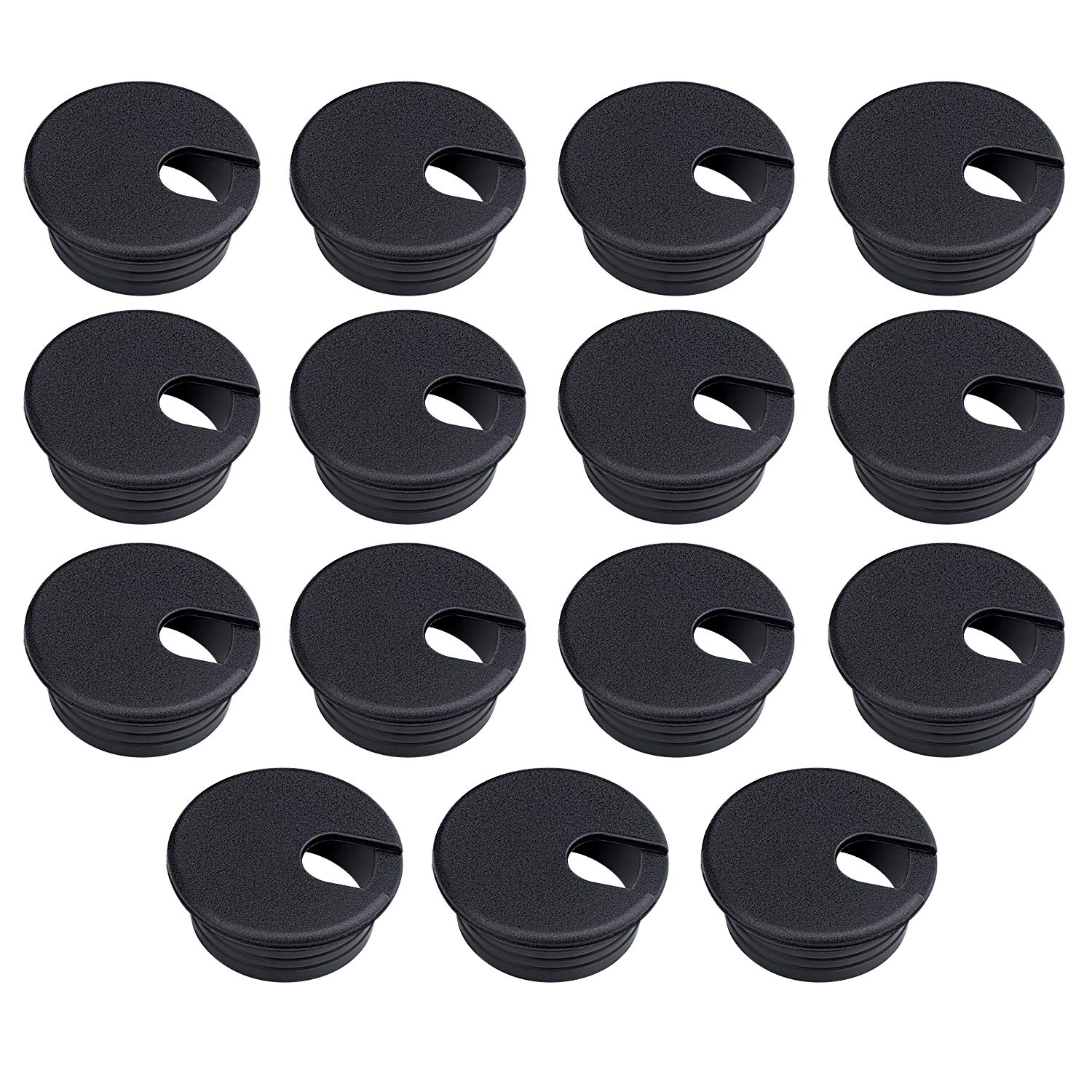 Photo 1 of 15 Pack 1.5 Inch Desk Cable Hole Cover Grommet - Plastic Wire Cord, Black