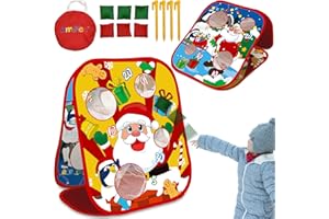 AMENON Christmas Party Games for Kids Adults Bean Bags Toss Game Double Side Collapsible Cornhole 8 Score Holes Christmas Toys Party Favors Supplies Carnival Yard Indoor Outdoor (6 Bean Bags)