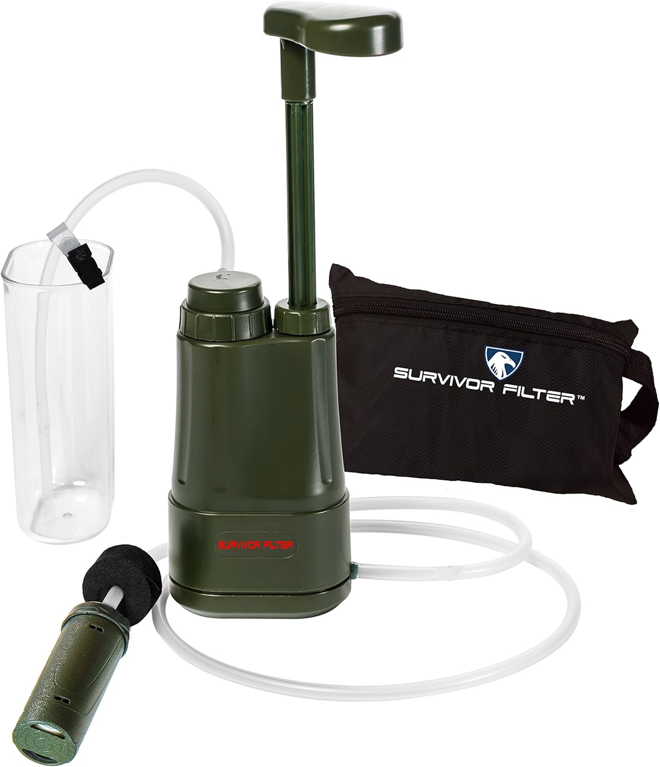 Survivor Filter PRO - Virus and Heavy Metal Tested 0.01 Micron Water Filter for Camping, Hiking, and Emergency. 3 Stages - 2 Cleanable 100, 000L Membranes and a Carbon Filter for Family Preparedness : Sports & Outdoors