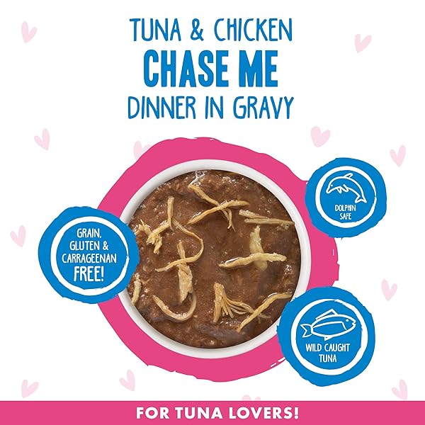 WERUVA B.F.F. OMG – BEST FELINE FRIEND OH MY GRAVY!, TUNA & CHICKEN CHASE ME WITH TUNA & CHICKEN, 2.8OZ CAN (PACK OF 12)