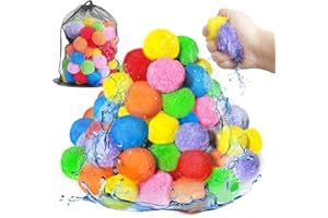 Jnnzzggu 100PCS Reusable Water Balls,Outdoor Water Balloons for Kids,Water Games Toys Sponge Soaker Ball for Boys,Girls,Summer Backyard,Pool Party,Fun Lawn,Beach(7 Colors)