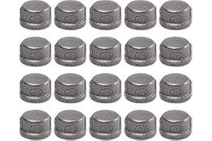 1/2" Pipe Fitting Cap, Home TZH 20 Pack 1/2" Grey Malleable Iron Cast Pipe Caps for Steam-punk Vintage Shelf Bracket DIY Plumbing Pipe Decor Furniture (20, 1/2")