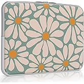iCasso Laptop Sleeve 13 inch for MacBook Air 13-13.6 inch, Chic Laptop case for MacBook Pro 13 inch, Slim Protective Travel Carrying Case for MacBook Pro 14 inch, Chromebook, HP, Dell, Green Daisy
