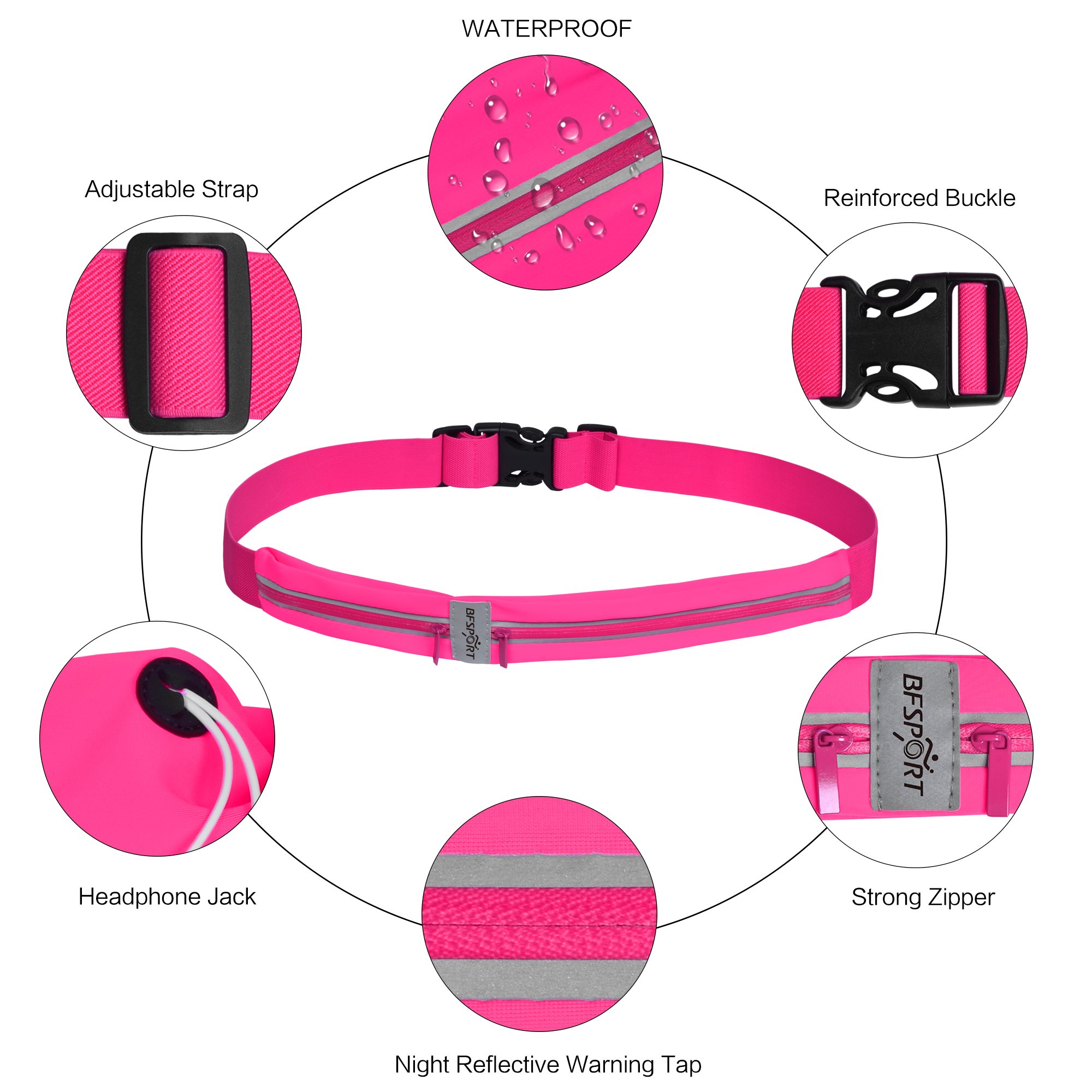 Sport Running Belt - BFSPORT Water Resistant Waist Storage Belt for iPhone 8/8plus/7/7Plus/6/6S/6Plus, Samsung S8,S7 and Other Smartphones
