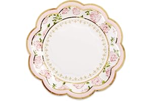 Kate Aspen 28484PK Tea Time Whimsy 7 Pink (Set of 16) Paper Plate, One Size, Multi