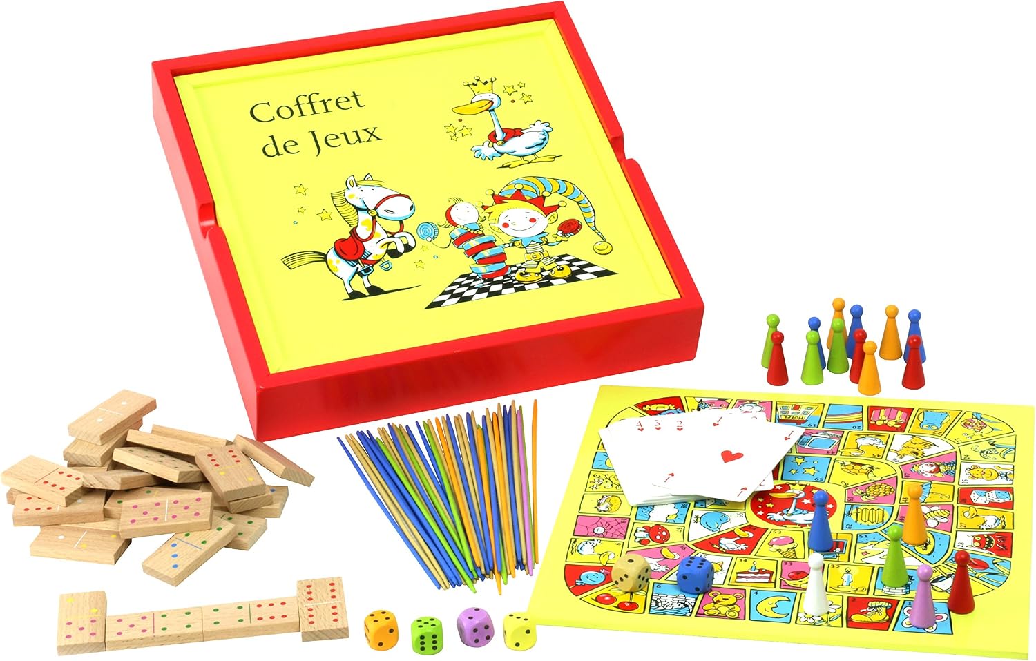 Jeujura JeujuraJ11861 Flashy Coloured Board Game In Wooden Box (100-Piece), Multi-color, Small