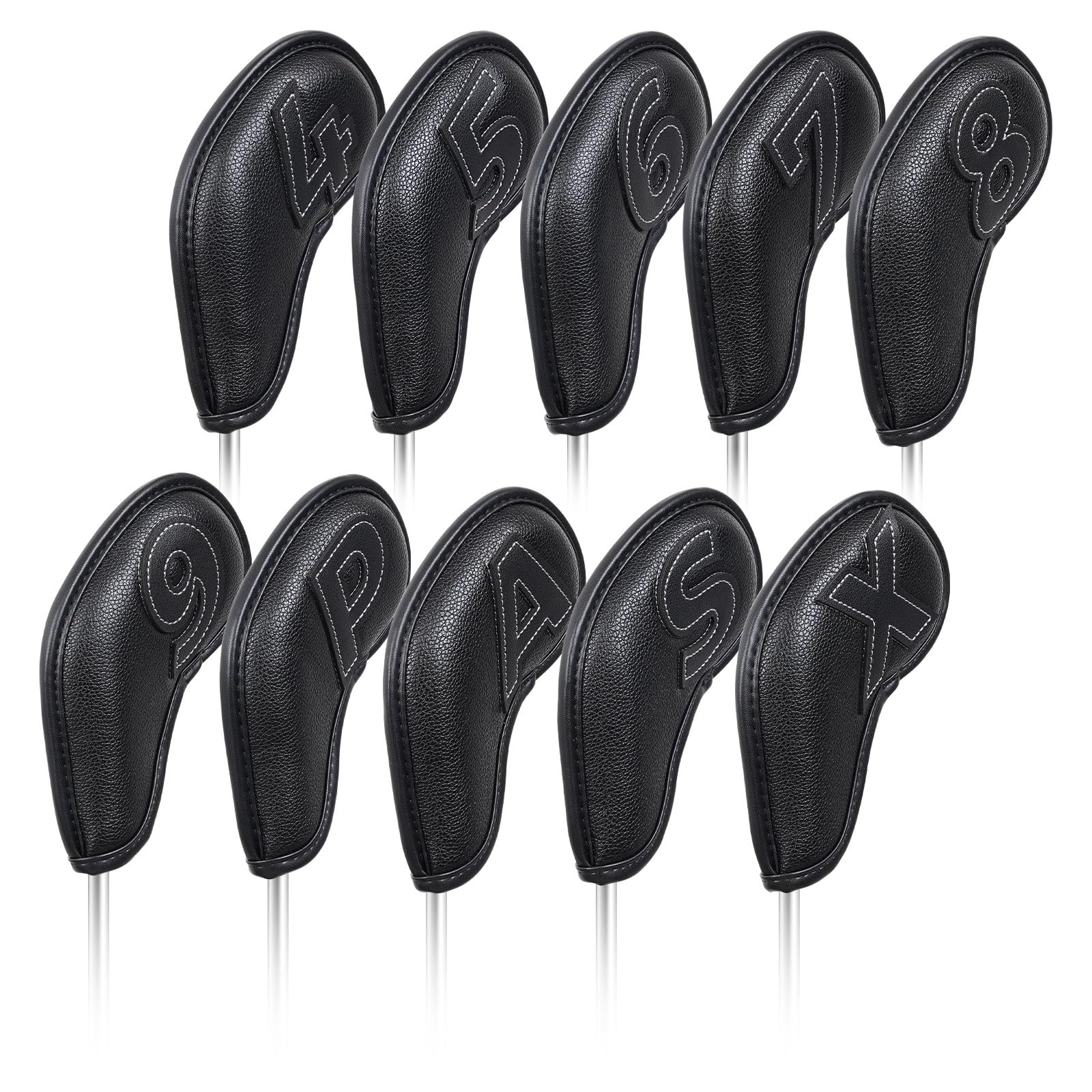 Photo 1 of Craftsman Golf 10pcs Clean and Simple Black Iron Headcover Set Premium Leather Large No. on Both Sides Easy for Recognize Magnetic Closure