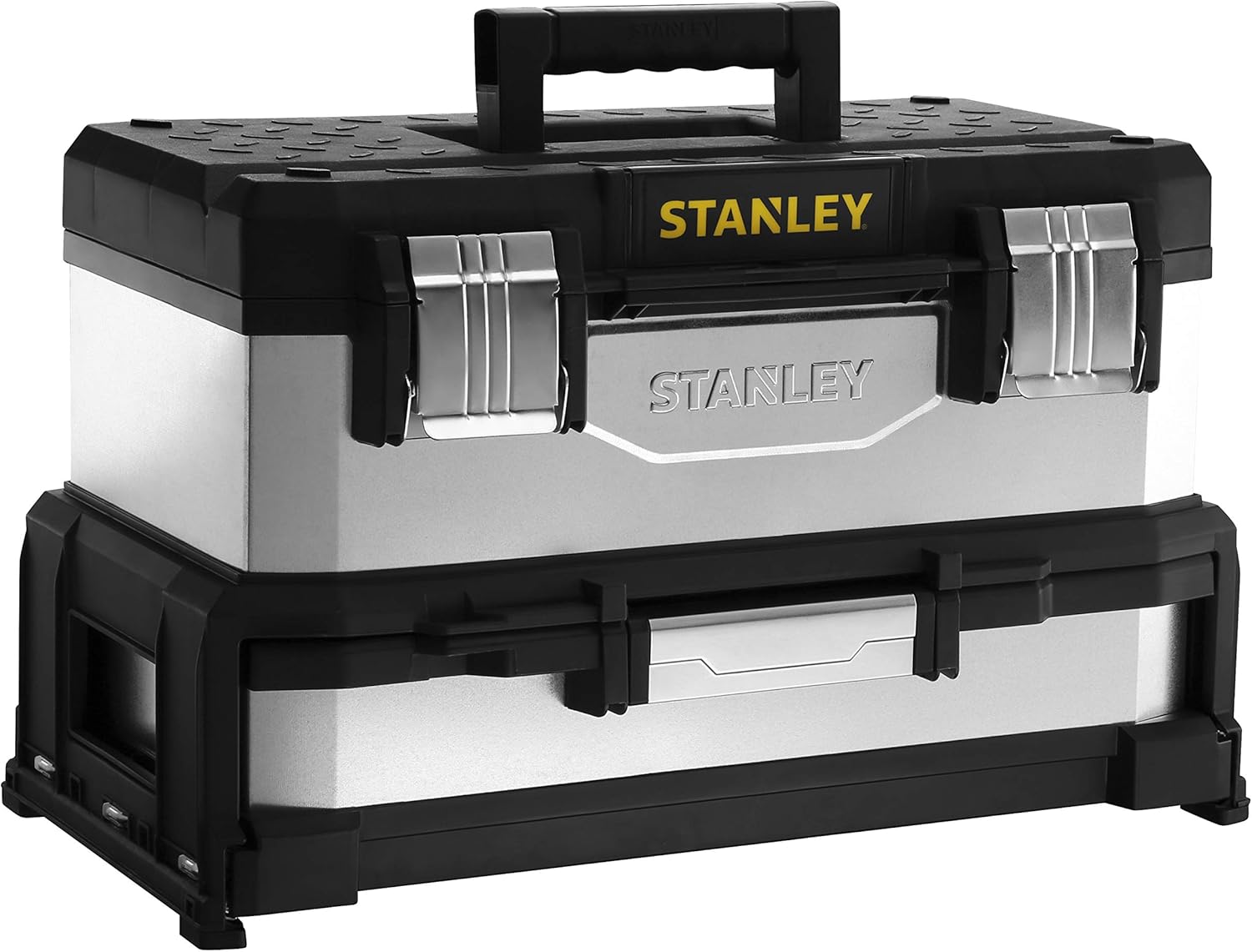 Stanley 195830 Metal/Plastic Galvanized Tool Box, Black/Silver