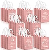 Aliceset 24 Pcs Christian Gift Bags Bulk with Handle Medium Size Bible Verse Religious Gift Bags Reusable Non Woven Church Welcome Totes for Baptism Galentines Birthday Party Favors (Rose Gold)