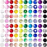 100Pcs 20mm Beads for Pens Making Rhinestone Beads Mixed Acrylic Bubblegum Bead Crystal Round Sparkly Chunky Bead for Pens Beadable Bracelet Necklace Keychain DIY Craft Jewelry Making Supplies