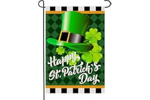 Doncida Happy St Patricks Day Garden Flag 12x18 Inch Burlap Double Sided, Lawn Buffalo Plaid Small Yard Flag for Outside Decoration
