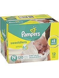 Pampers Swaddlers Disposable Diapers Size N, 120 Count