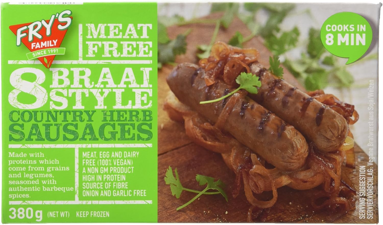 Fry's Family Foods Vegan Braai Sausages, 380 g (Frozen) Amazon.co.uk