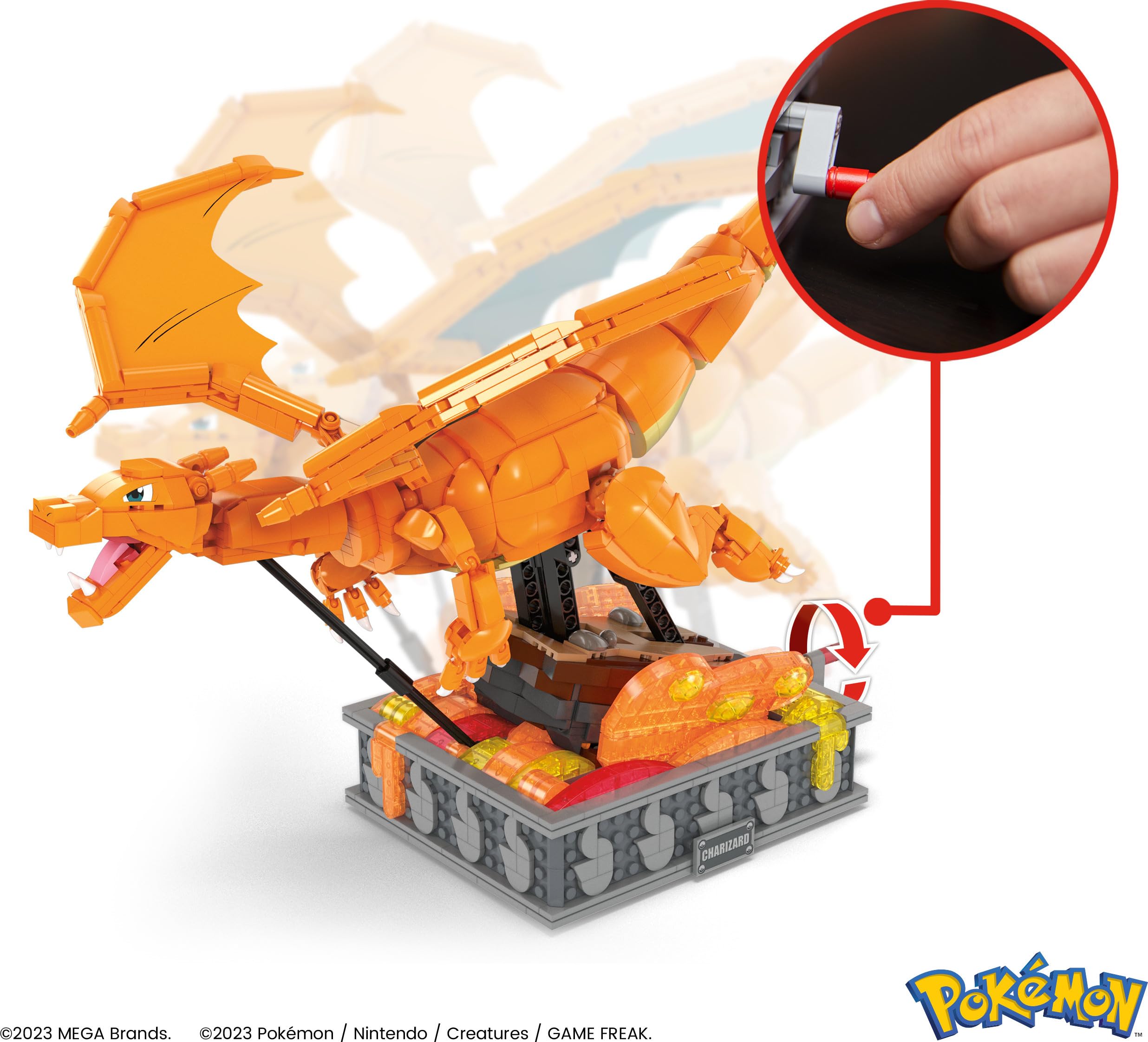 Mega Pokémon Glurak Actionfigur, 1664 Teile, zusammenbaubares, bewegliches Figur, Bauspielzeug, ca. 28 cm groß, ab 12 Jahre Sammelfigut, HMW05 3